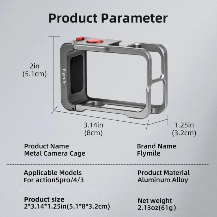 Jaula protectora metálica Flymile con zapata fría para DJI Osmo Action 5 (color metalizado) — imagen 12