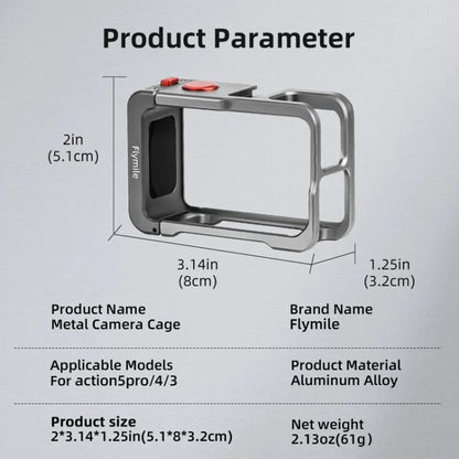 Jaula protectora metálica Flymile con zapata fría para DJI Osmo Action 5 (color metalizado) — imagen 12