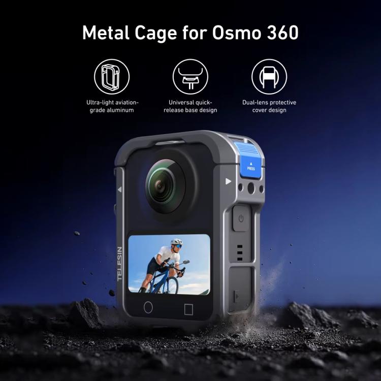 Marco de expansión de jaula protectora de aleación de aluminio TELESIN para DJI Osmo 360 (color metalizado) — imagen 8