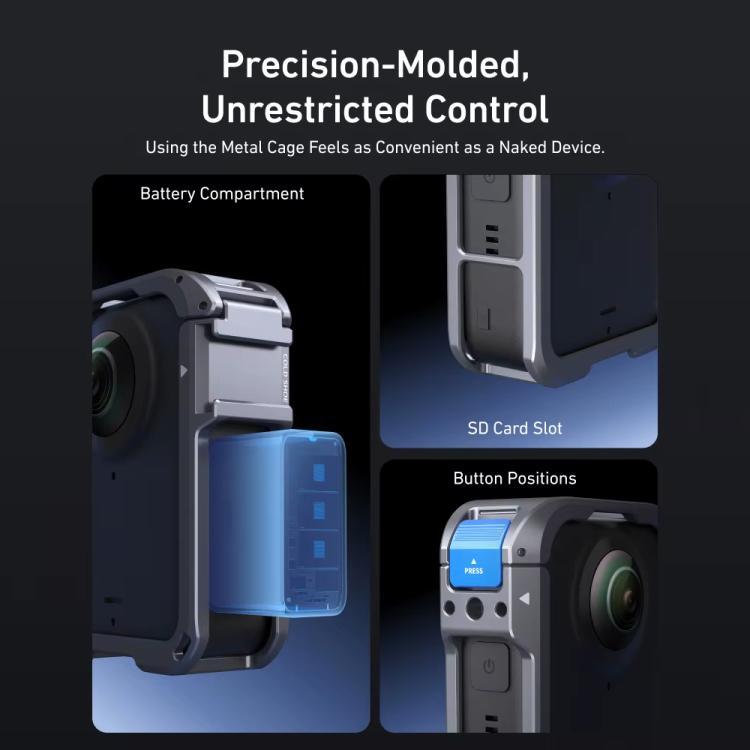 Marco de expansión de jaula protectora de aleación de aluminio TELESIN para DJI Osmo 360 (color metalizado) — imagen 9