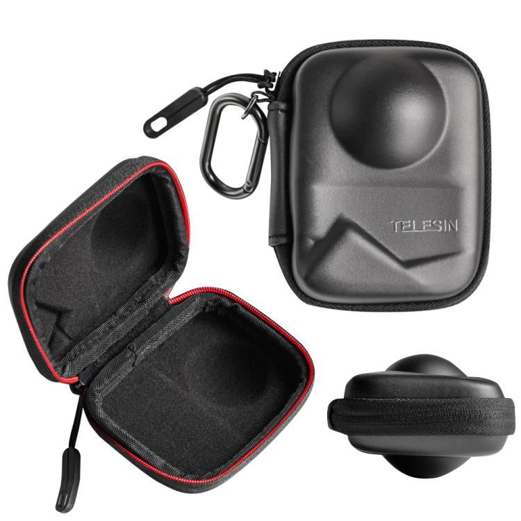 Estuche de transporte TELESIN de PU de cobertura total para cámara, funda protectora con mosquetón para DJI Osmo 360