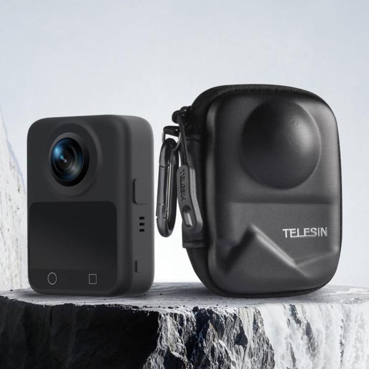 Estuche de transporte TELESIN de PU de cobertura total para cámara, funda protectora con mosquetón para DJI Osmo 360 — image…