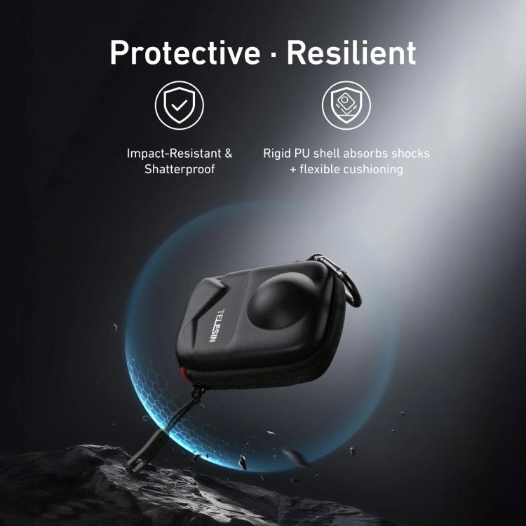 Estuche de transporte de PU TELESIN con parte inferior abierta para cámara, bolsa protectora con mosquetón para DJI Osmo 360…