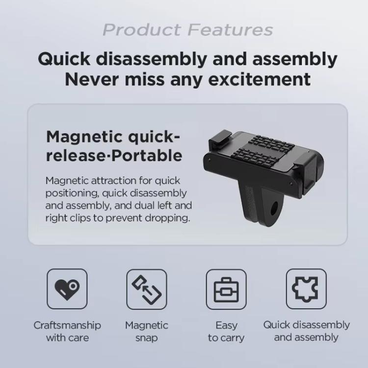 Base Adaptador de magnética de liberación rápida CYNOVA para DJI Osmo 360 (negro) — imagen 3