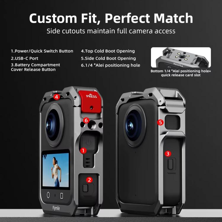 Jaula metálica de liberación rápida con zapata fría doble Flymile para DJI Osmo 360 / Osmo Action (FLY042_2) para DJI DJI Os…