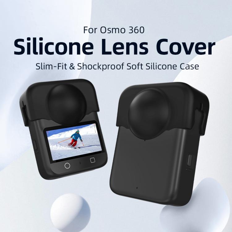 Tapa de lente de silicona para cámara, a prueba de polvo y arañazos para DJI Osmo 360 (negra) — imagen 3
