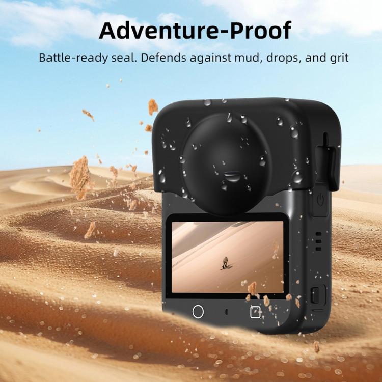 Tapa de lente de silicona para cámara, a prueba de polvo y arañazos para DJI Osmo 360 (negra) — imagen 5