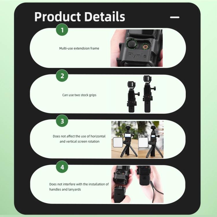 Marco adaptador multiusos Flymile con soporte expandible para DJI Osmo Pocket 3 (negro) — imagen 10