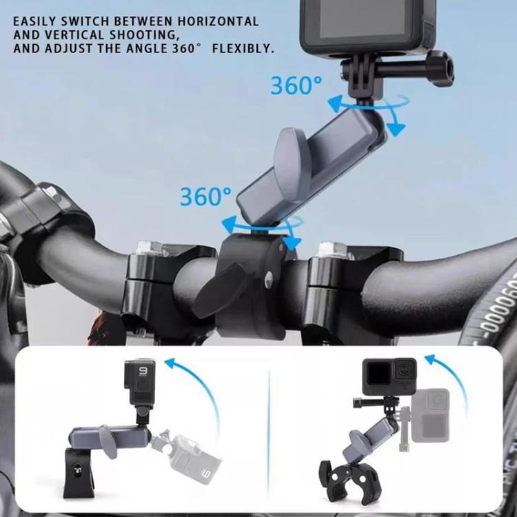 Soporte para manillar de bicicleta y motocicleta para cámaras de acción GoPro/ /Insta 360. Especificaciones: estándar 5 en 1…