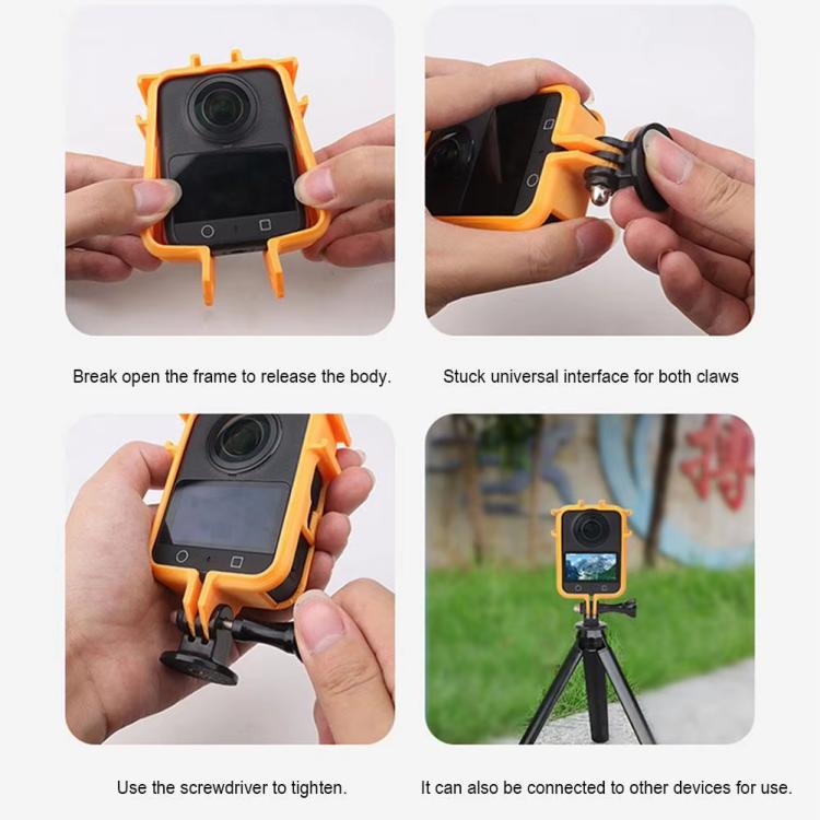 Marco de expansión CQT para cámara, protector antiarañazos y a prueba de golpes, color naranja para DJI Osmo 360 — imagen 9
