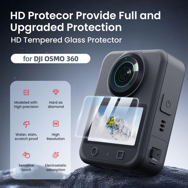 Protector de pantalla de vidrio templado AMigisn HD para cámara para DJI Osmo 360 (1 juego) — imagen 2