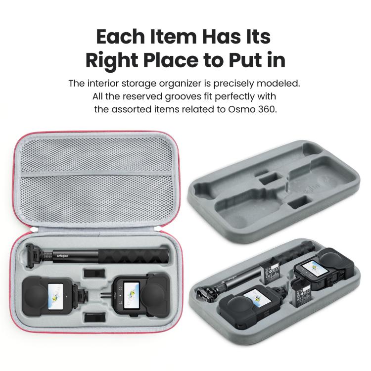 Estuche de almacenamiento mediano aMagisn, bolsa organizadora duradera con bandeja interior desmontable para DJI Osmo 360 (g…