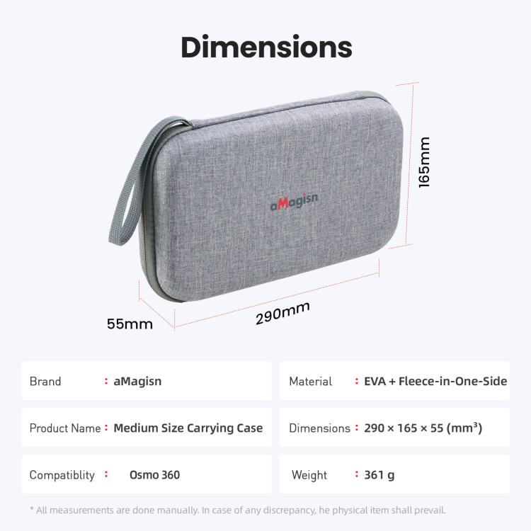 Estuche de almacenamiento mediano aMagisn, bolsa organizadora duradera con bandeja interior desmontable para DJI Osmo 360 (g…
