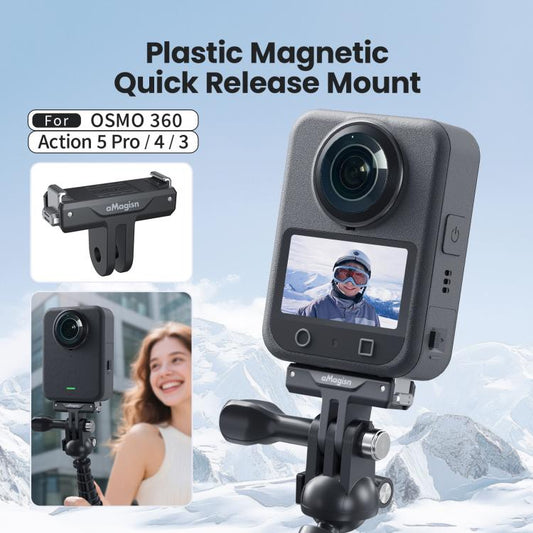 Base de plástico Adaptador magnético de liberación rápida aMagisn, a presión para DJI Osmo 360 (negro) — imagen 2