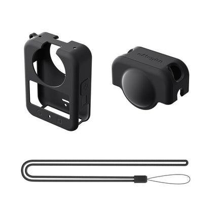 Funda de silicona aMagisn para cámara con tapa de lente y cordón para el cuello para DJI Osmo 360 (negra)