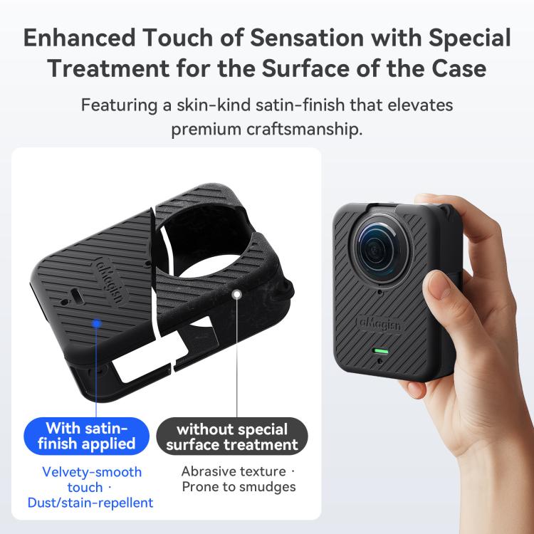 Funda de silicona aMagisn para cámara con tapa de lente y cordón para el cuello para DJI Osmo 360 (gris claro) — imagen 11