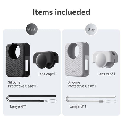 Funda de silicona aMagisn para cámara con tapa de lente y cordón para el cuello para DJI Osmo 360 (negra) — imagen 12