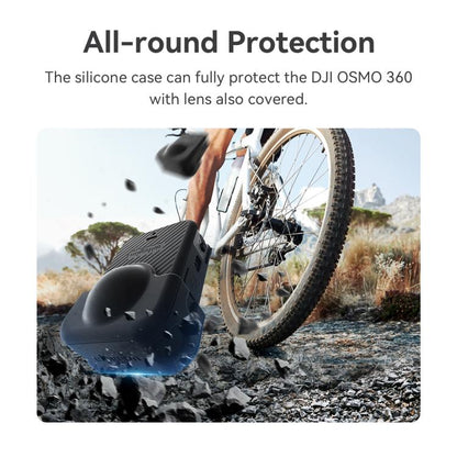 Funda de silicona aMagisn para cámara con tapa de lente y cordón para el cuello para DJI Osmo 360 (gris claro) — imagen 3