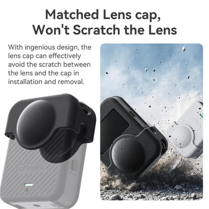 Funda de silicona aMagisn para cámara con tapa de lente y cordón para el cuello para DJI Osmo 360 (negra) — imagen 4