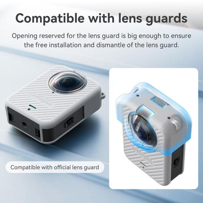 Funda de silicona aMagisn para cámara con tapa de lente y cordón para el cuello para DJI Osmo 360 (negra) — imagen 5