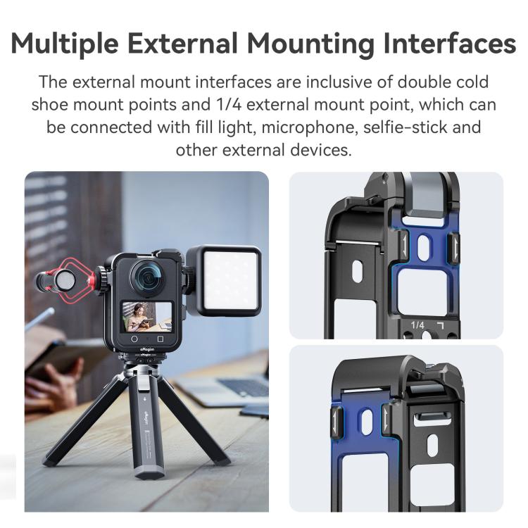 Jaula metálica de liberación rápida AMagisn, soporte para cámara para DJI Osmo 360 (negro) — imagen 13