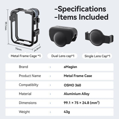 Jaula metálica de liberación rápida AMagisn, soporte de montaje para cámara para DJI Osmo 360 (acero ahumado) — imagen 14
