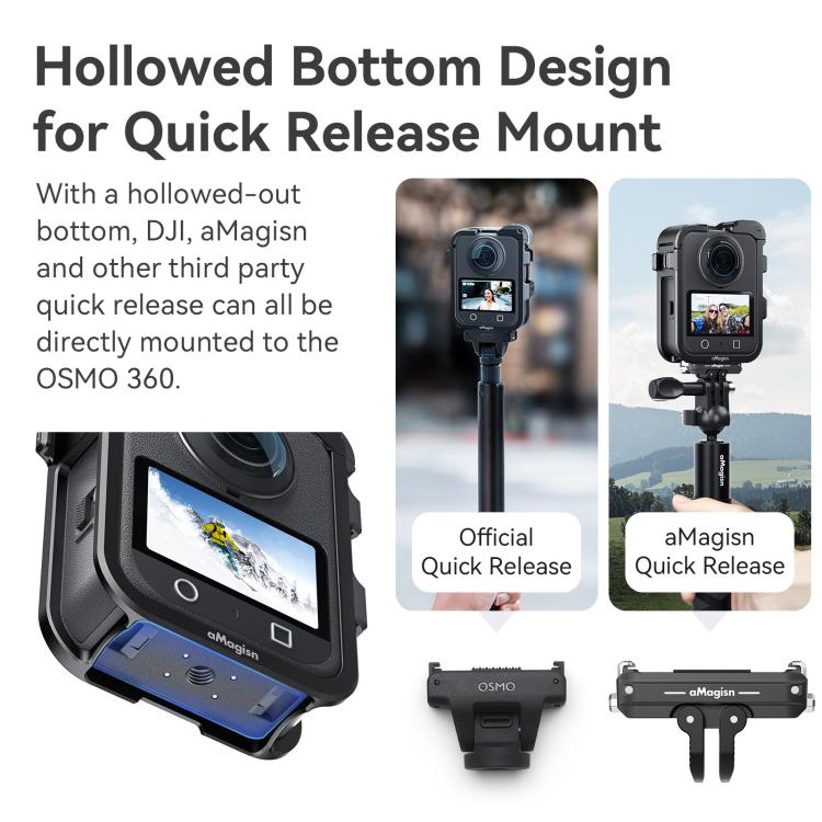 Jaula metálica de liberación rápida AMagisn, soporte para cámara para DJI Osmo 360 (negro) — imagen 7