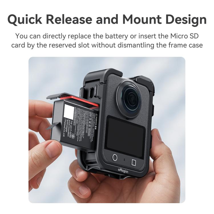 Jaula metálica de liberación rápida AMagisn, soporte para cámara para DJI Osmo 360 (negro) — imagen 9