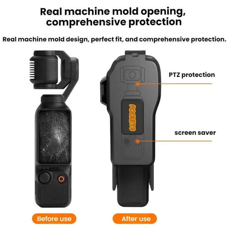 Cubierta protectora para lente y pantalla del cuerpo de BRDRC para DJI Osmo Pocket 3 (negra) — imagen 3