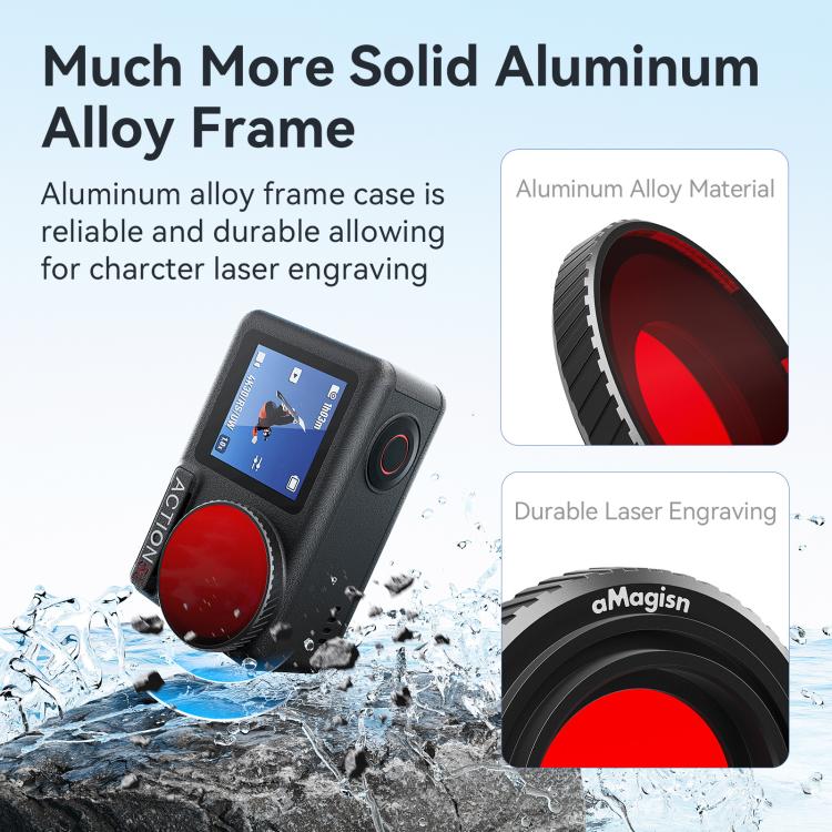 Filtro de buceo antivaho aMagisn, perfectamente adaptable a fundas impermeables para DJI Osmo Action 5 (morado) — imagen 3