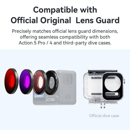 Filtro de buceo antivaho aMagisn, perfectamente adaptable a fundas impermeables para DJI Osmo Action 5 (morado) — imagen 4