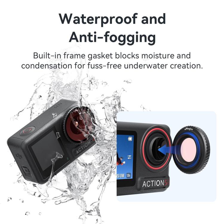 Lente con filtro antivaho aMagisn, perfectamente adaptada a carcasas impermeables para DJI Osmo Action 5 (rojo claro) — imag…