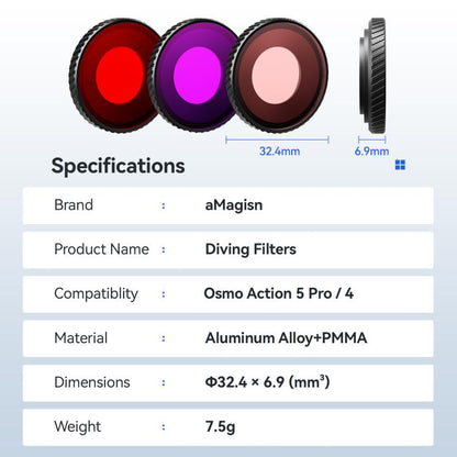 Lente con filtro antivaho aMagisn, perfectamente adaptada a carcasas impermeables para DJI Osmo Action 5 (rojo claro) — imag…