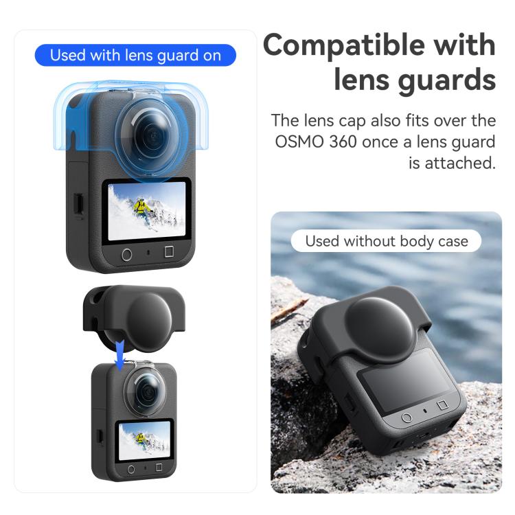 Tapa de lente de silicona aMagisn, funda protectora antirrayas para DJI Osmo 360 (negra) — imagen 4
