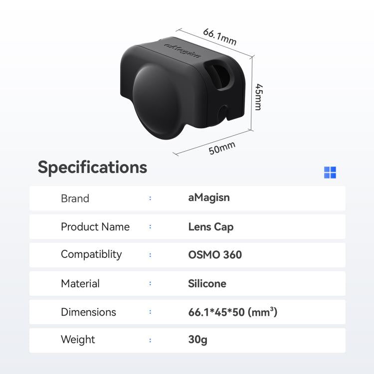 Tapa de lente de silicona aMagisn, funda protectora antirrayas para DJI Osmo 360 (negra) — imagen 6