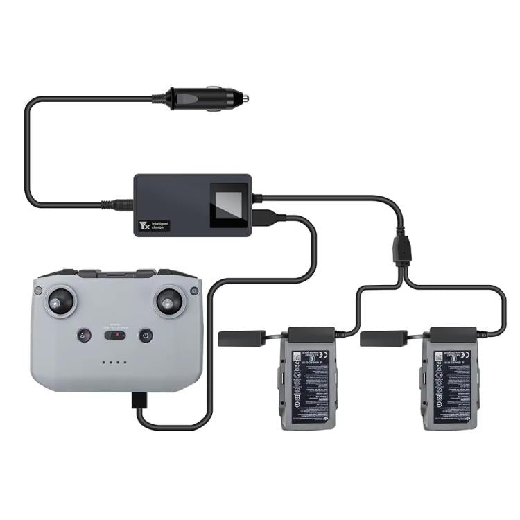 Batería Cargador de auto YX con pantalla digital y concentrador de carga rápida de doble para DJI Mavic Air 2 / Air 2S (negr…