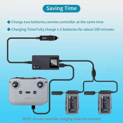Batería Cargador de auto YX con pantalla digital y concentrador de carga rápida de doble para DJI Mavic Air 2 / Air 2S (negr…