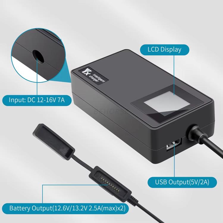 Batería Cargador de auto YX con pantalla digital y concentrador de carga rápida de doble para DJI Mavic Air 2 / Air 2S (negr…
