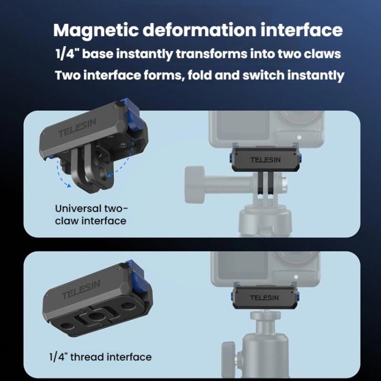 Soporte adaptador magnético TELESIN para DJI Osmo Action 3 (negro) — imagen 7