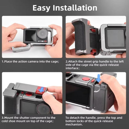 Kit de empuñadura Flymile Street Shooting para cámara de acción Pro/4/3, jaula de expansión de aluminio para DJI Osmo Action…