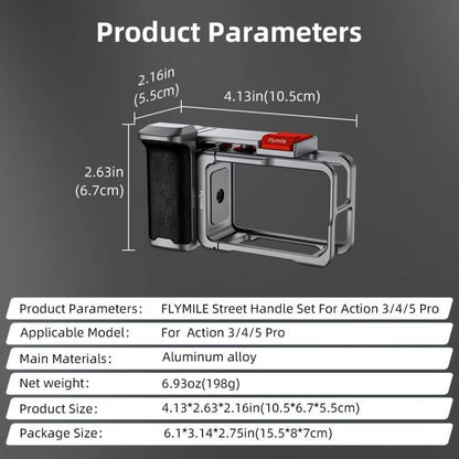 Kit de empuñadura Flymile Street Shooting para cámara de acción Pro/4/3, jaula de expansión de aluminio para DJI Osmo Action…