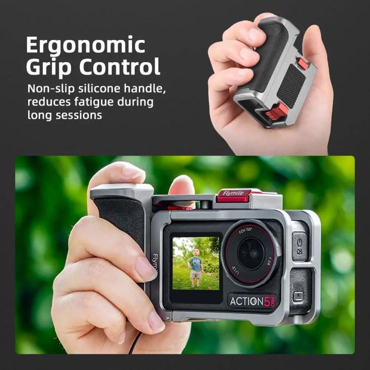 Kit de empuñadura Flymile Street Shooting para cámara de acción Pro/4/3, jaula de expansión de aluminio para DJI Osmo Action…