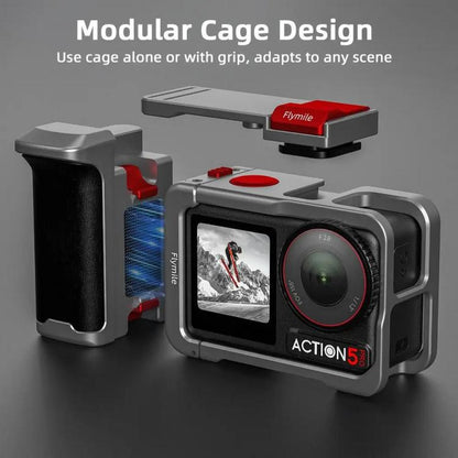 Kit de empuñadura Flymile Street Shooting para cámara de acción Pro/4/3, jaula de expansión de aluminio para DJI Osmo Action…