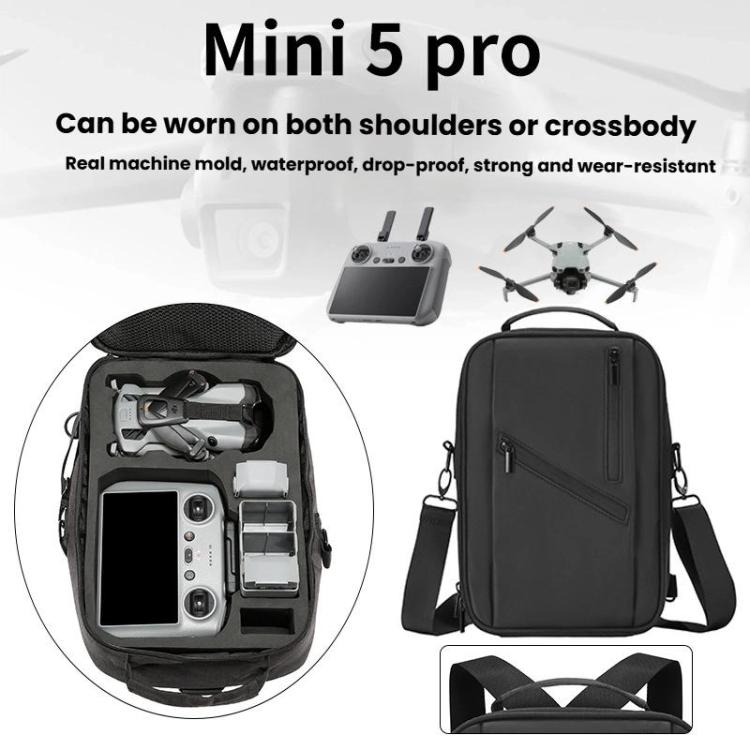 Estuche de transporte para dron, mochila de PU y EVA, bolso de hombro portátil para DJI Mini 5 Pro (negro) — imagen 2