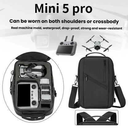 Estuche de transporte para dron, mochila de PU y EVA, bolso de hombro portátil para DJI Mini 5 Pro (negro) — imagen 2
