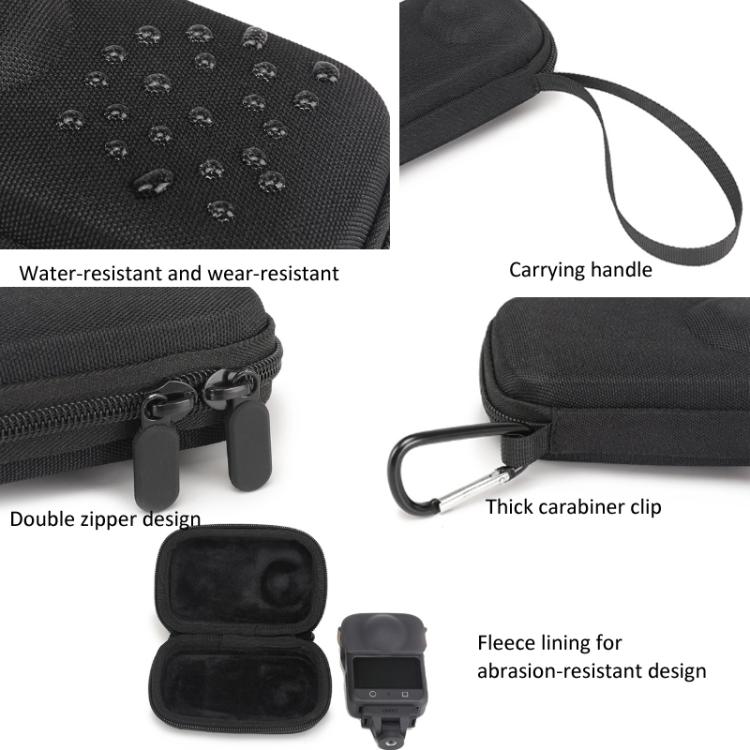 Estuche de transporte BKano, bolso de mano portátil con mosquetón y correa de muñeca para DJI Osmo 360 (negro) — imagen 4