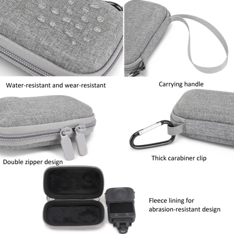Estuche de transporte BKano, bolso de mano portátil con mosquetón y correa de muñeca para DJI Osmo 360 (gris) — imagen 4