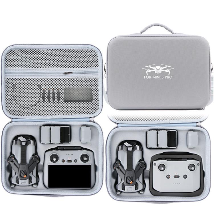 Bolsa organizadora de PU integrada, bolso de hombro portátil de viaje para DJI Mini 5 Pro (gris)
