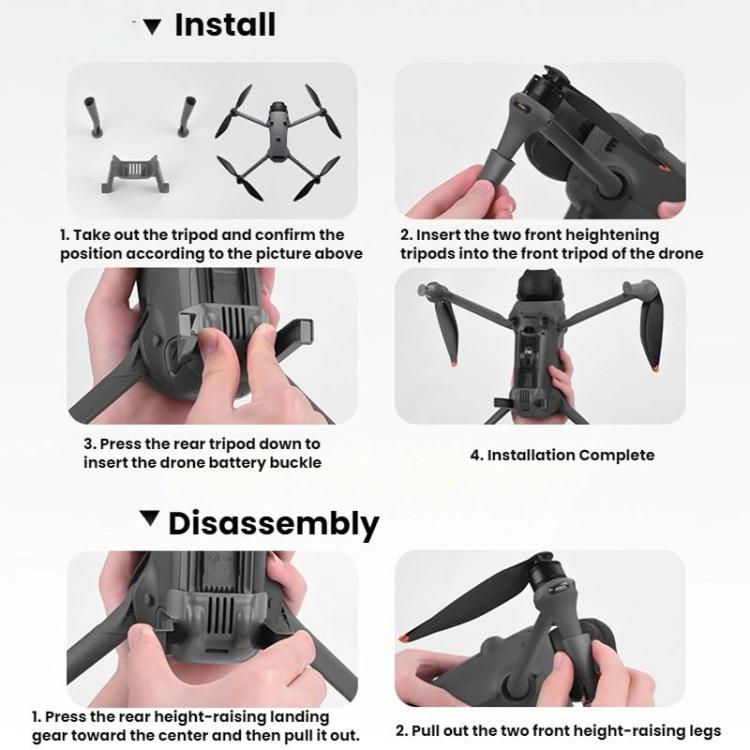 Trípode de aterrizaje y elevación BRDRC para DJI Mavic 4 Pro (gris) — imagen 8
