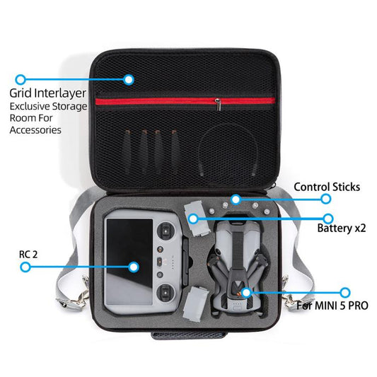 Bolsa de nailon portátil para guardar el control remoto y RC 2/RC-N3 para DJI Mini 5 Pro (gris) — imagen 2